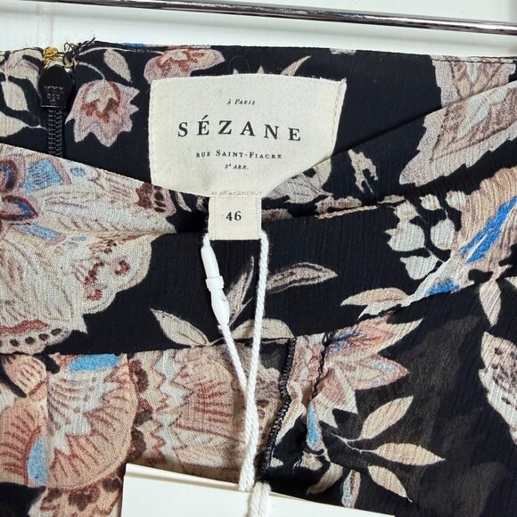 NWT Sézane Carolina Floral Black Skirt Size 46 100% Viscose Made In Portugal - Picture 5 of 13